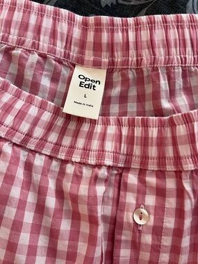 NWT Nordstrom Open Edit Pink Gingham  100% Cotton Bottoms Size L/XL